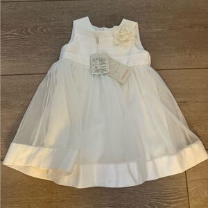 Monsoon Ivory Flower Detail Kids Dress
